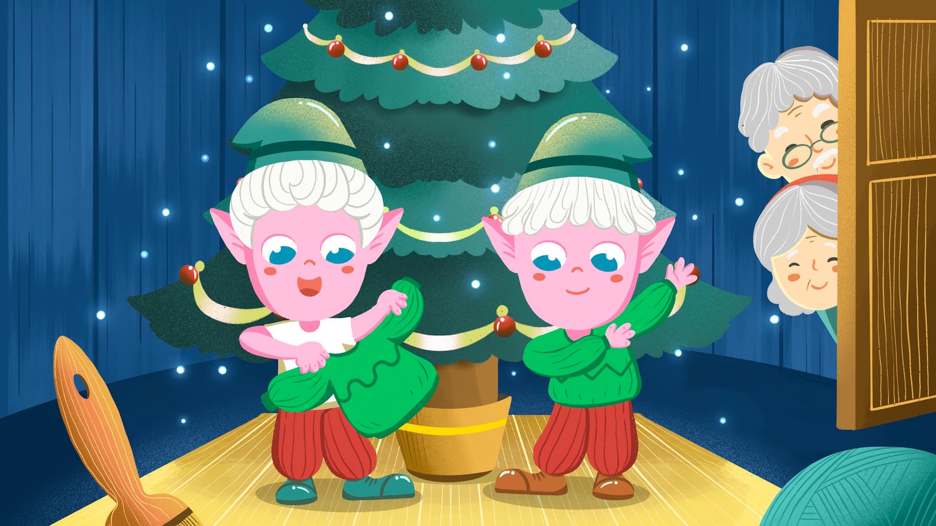 The elves dance in their new clothes