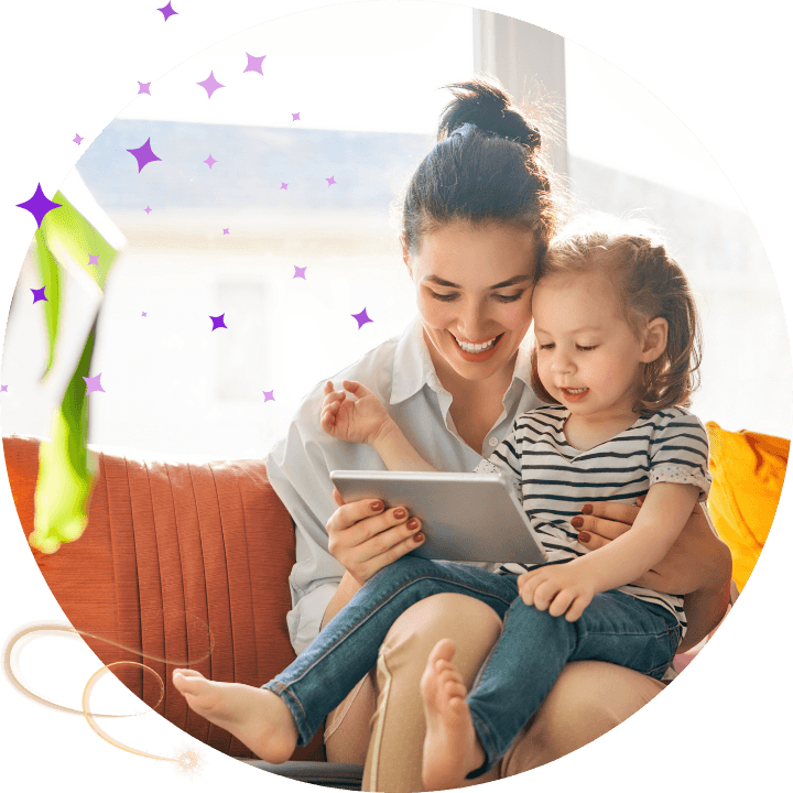 Mother and child reading together